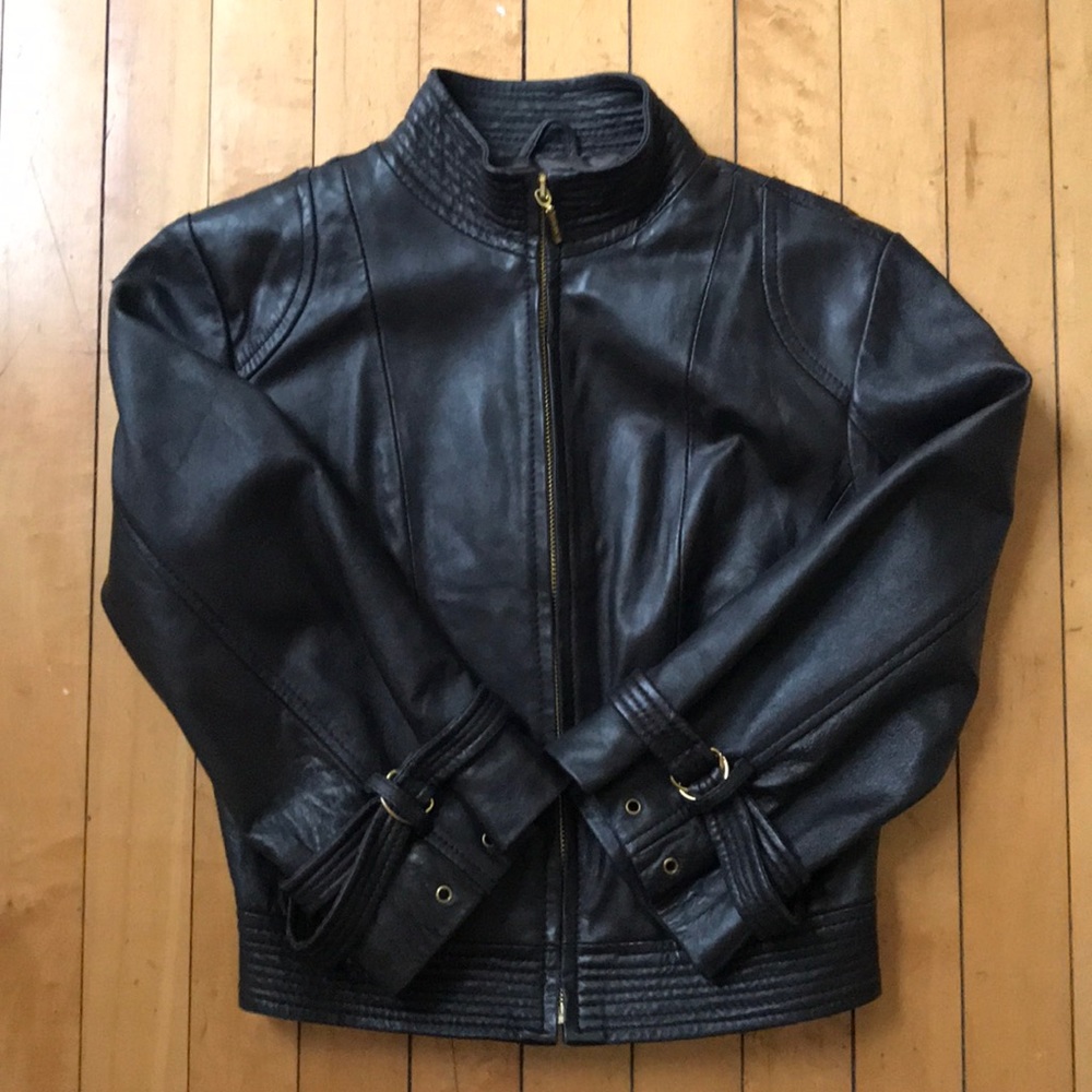 Arden B dark brown leather  jacket XS